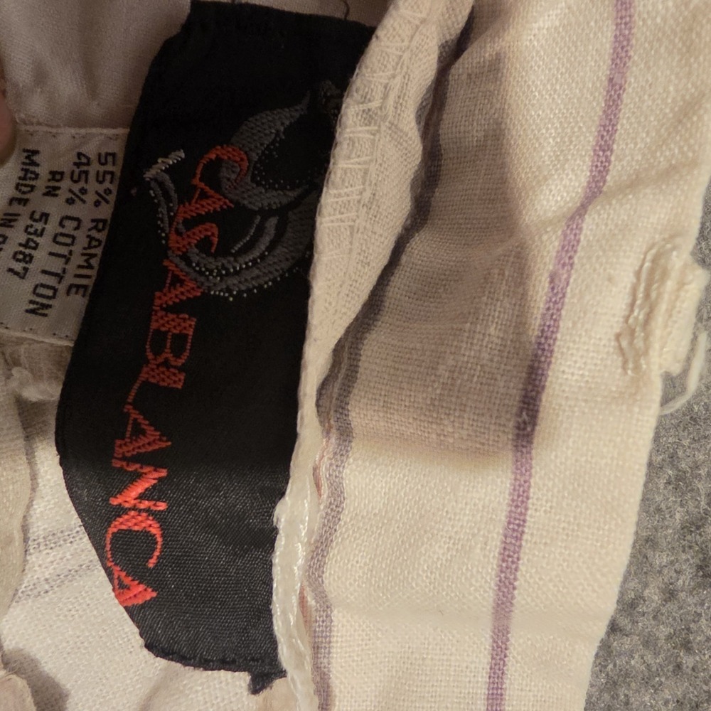 Vintage Casablanca Cream Purple Pinstripe Shorts D1 - Picture 3 of 5